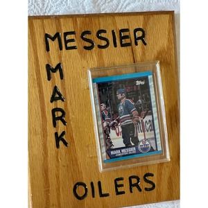 Mark Messier Oilers Hamdmade Wooden Plaque with 89-90 Topps Card